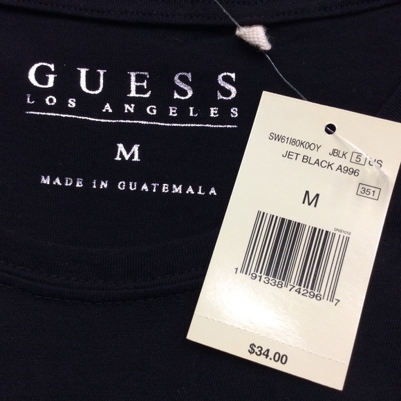 Guess Black Tee Embellished With Silver Sparkle - Picture 7 of 8